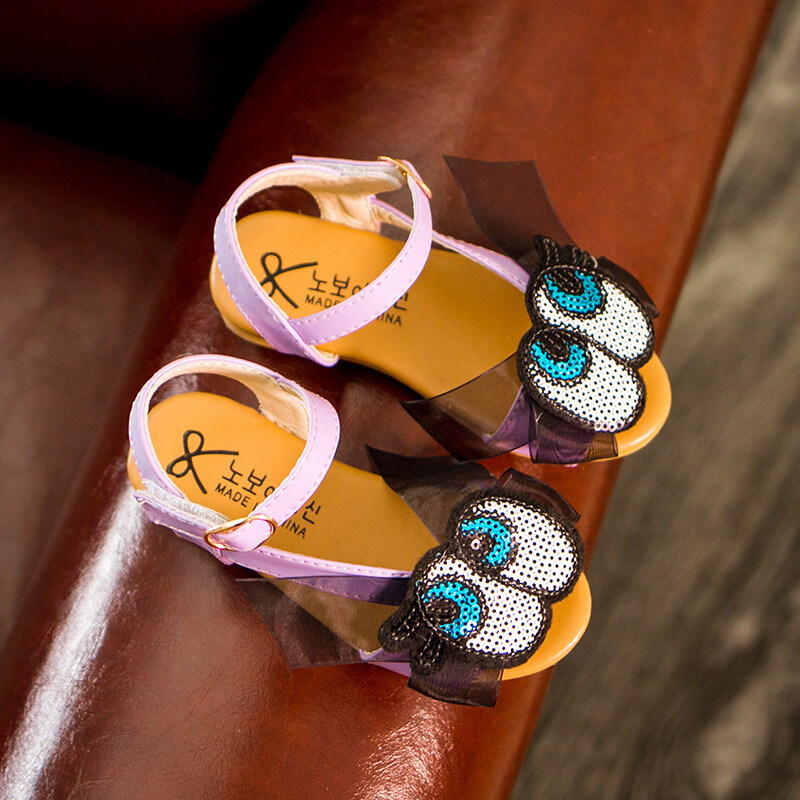 2016年夏季兒童涼鞋女童公主鞋露趾沙灘眼睛亮片平底鞋韓版 白色 28